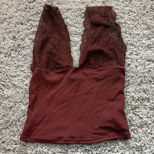 FREE PEOPLE INTIMATELY Lace Power Play Cami Brown SZ XS